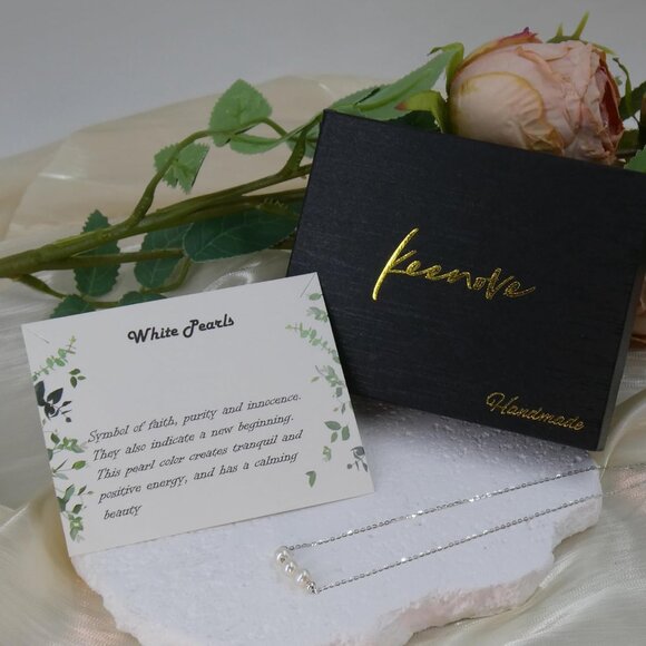 Dainty Crystal 925 Sterling Silver Choker Collar Necklace Handmade With 3 Beads - Picture 5 of 6